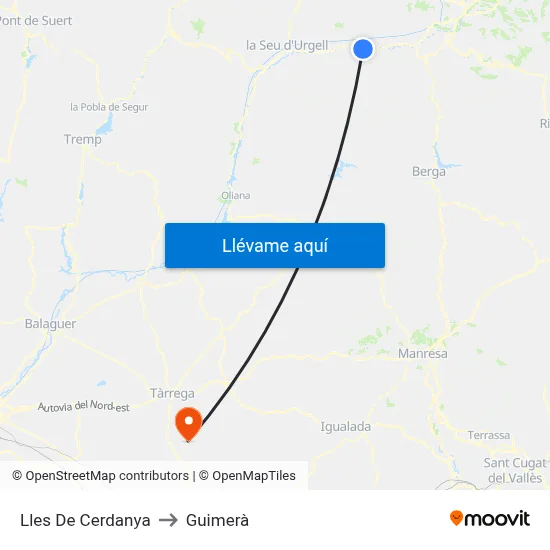 Lles De Cerdanya to Guimerà map