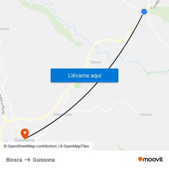 Biosca to Guissona map