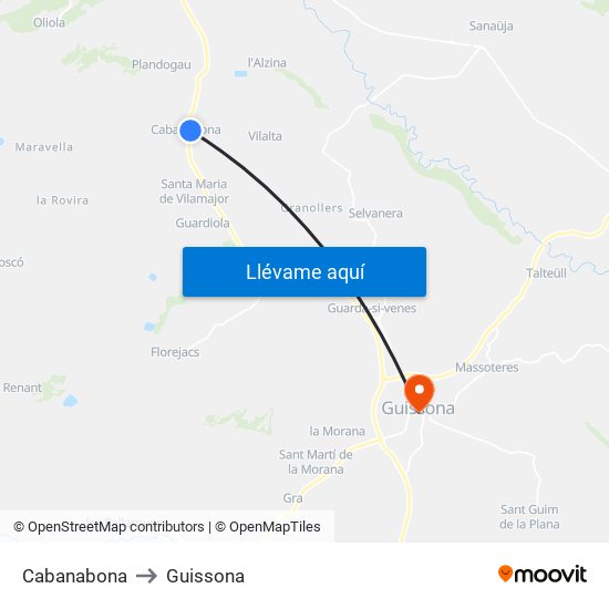 Cabanabona to Guissona map