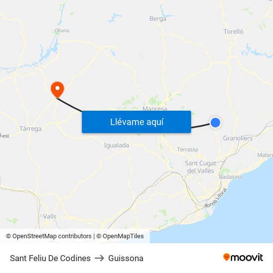 Sant Feliu De Codines to Guissona map