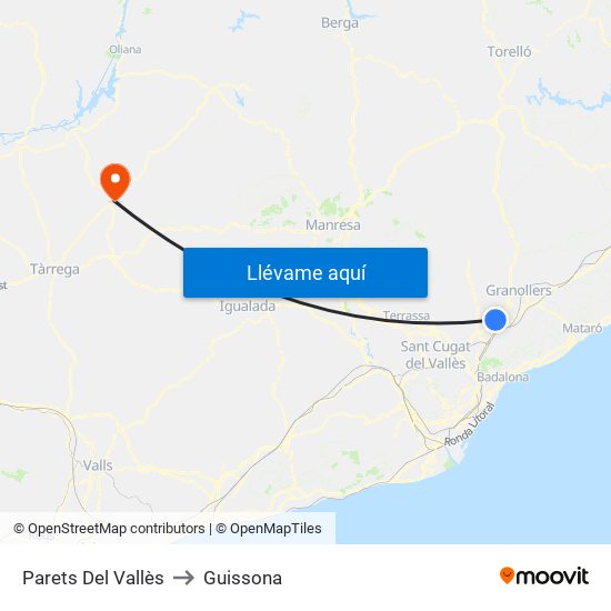 Parets Del Vallès to Guissona map