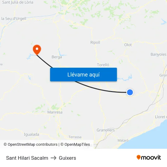 Sant Hilari Sacalm to Guixers map
