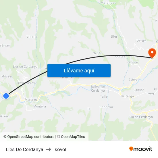 Lles De Cerdanya to Isòvol map