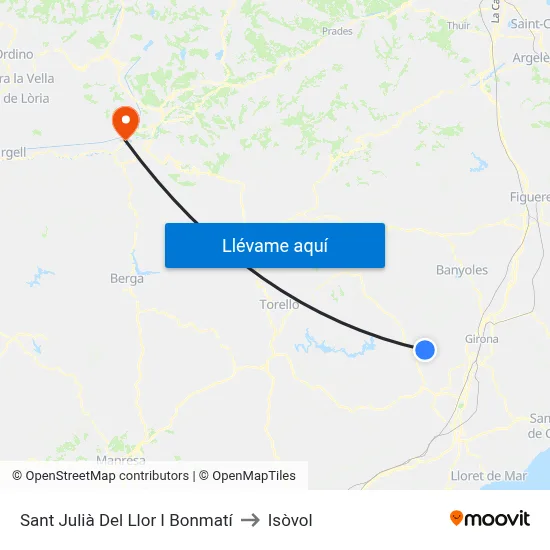 Sant Julià Del Llor I Bonmatí to Isòvol map
