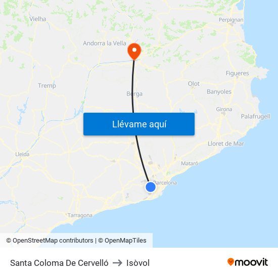Santa Coloma De Cervelló to Isòvol map