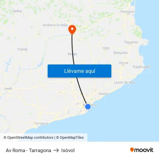 Av Roma - Tarragona to Isòvol map