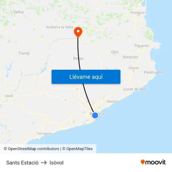 Sants Estació to Isòvol map