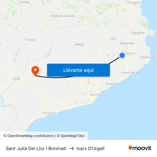 Sant Julià Del Llor I Bonmatí to Ivars D'Urgell map