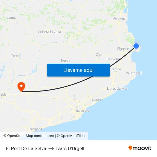 El Port De La Selva to Ivars D'Urgell map