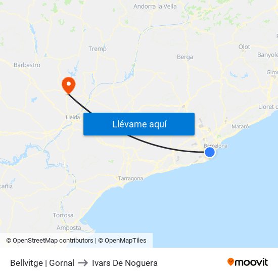 Bellvitge | Gornal to Ivars De Noguera map