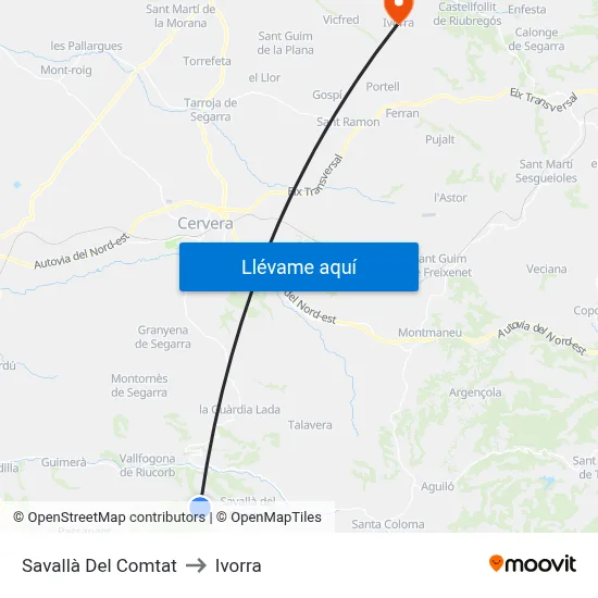 Savallà Del Comtat to Ivorra map