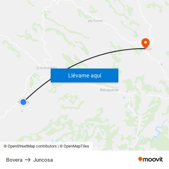 Bovera to Juncosa map
