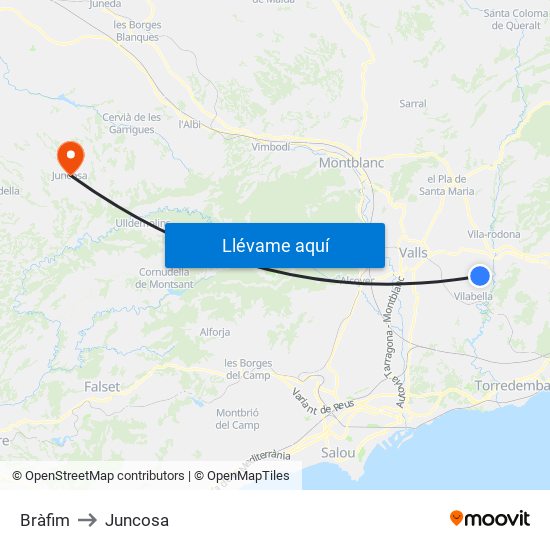 Bràfim to Juncosa map