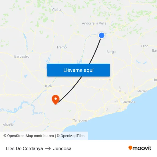 Lles De Cerdanya to Juncosa map