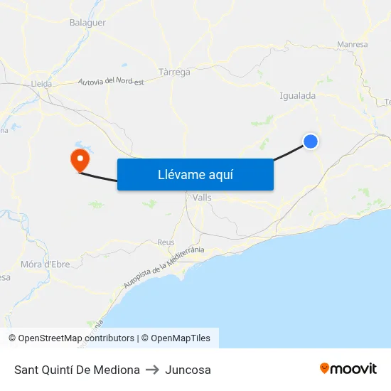 Sant Quintí De Mediona to Juncosa map