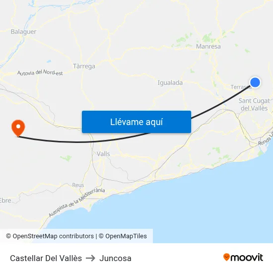 Castellar Del Vallès to Juncosa map