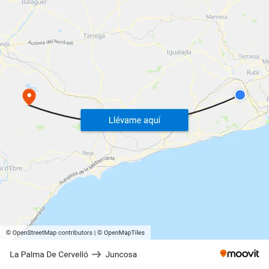 La Palma De Cervelló to Juncosa map