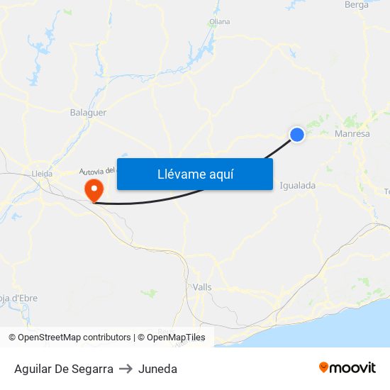 Aguilar De Segarra to Juneda map