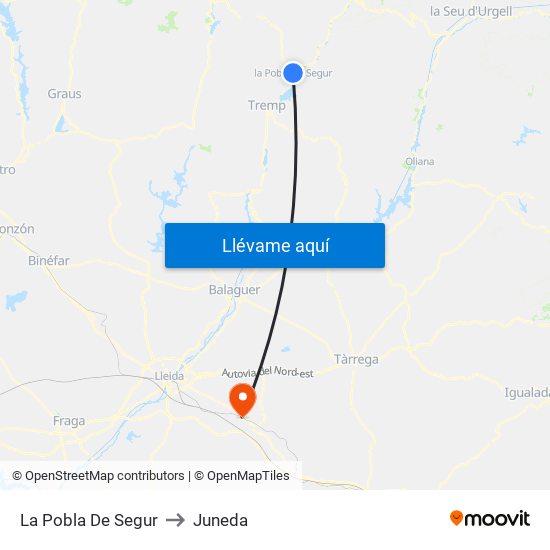 La Pobla De Segur to Juneda map