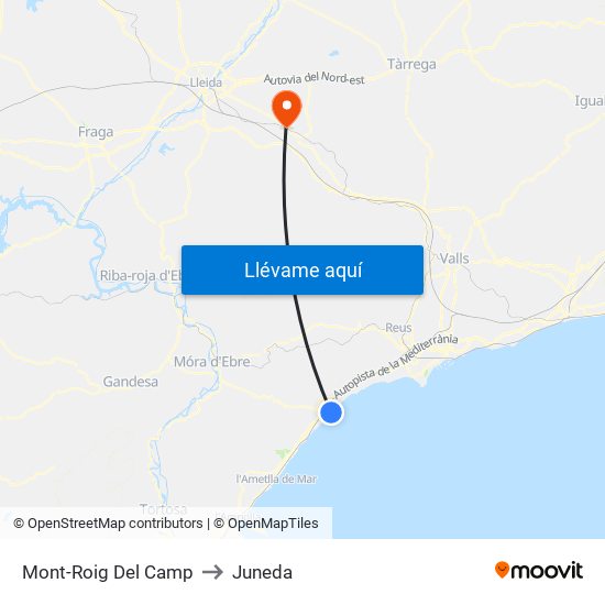 Mont-Roig Del Camp to Juneda map