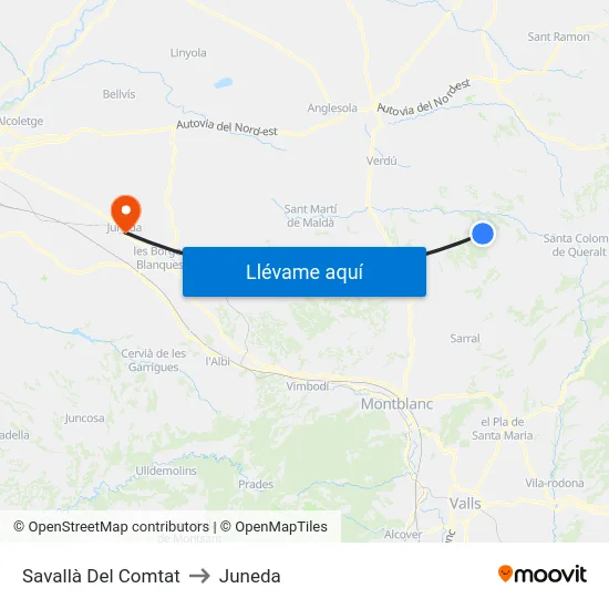 Savallà Del Comtat to Juneda map
