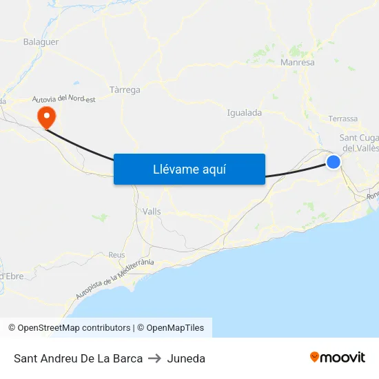 Sant Andreu De La Barca to Juneda map