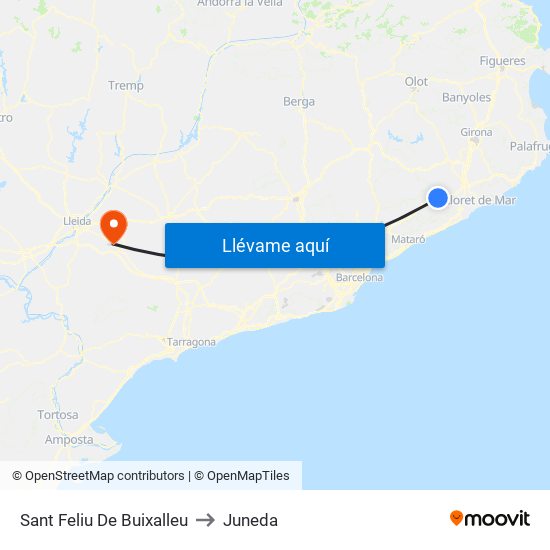 Sant Feliu De Buixalleu to Juneda map