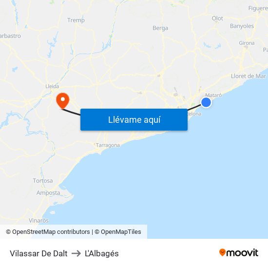 Vilassar De Dalt to L'Albagés map