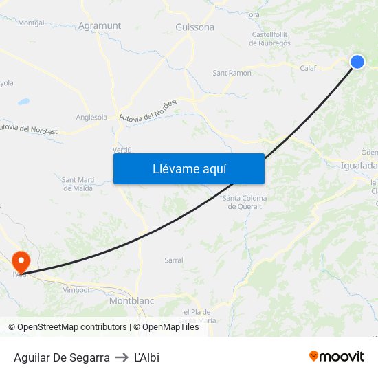 Aguilar De Segarra to L'Albi map