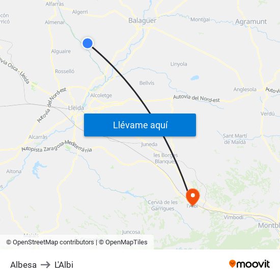 Albesa to L'Albi map