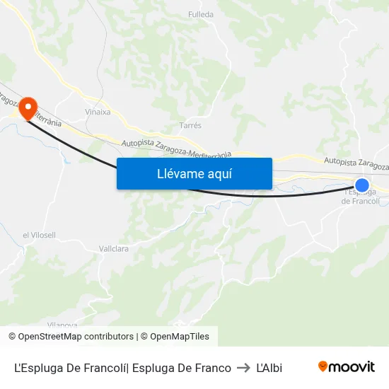L'Espluga De Francolí| Espluga De Franco to L'Albi map