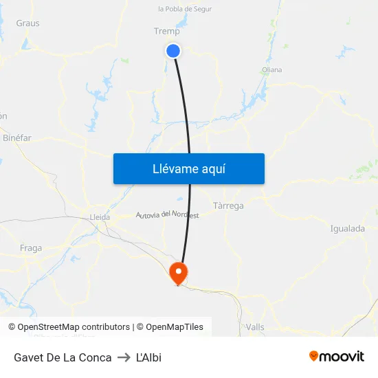 Gavet De La Conca to L'Albi map