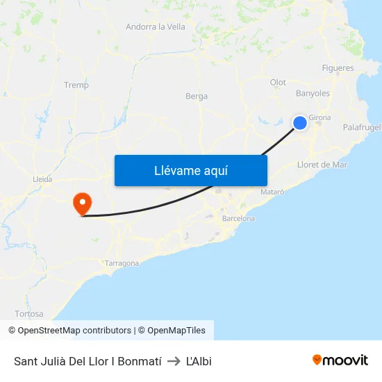 Sant Julià Del Llor I Bonmatí to L'Albi map