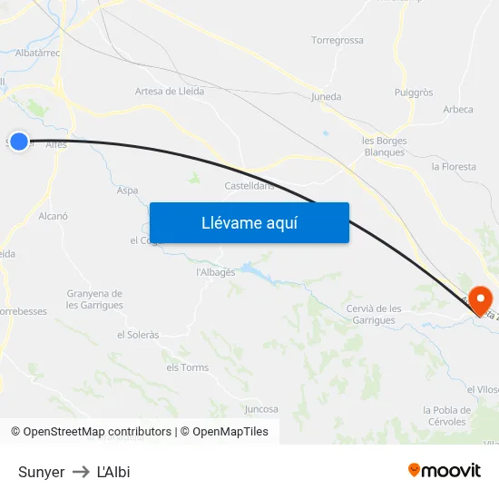 Sunyer to L'Albi map