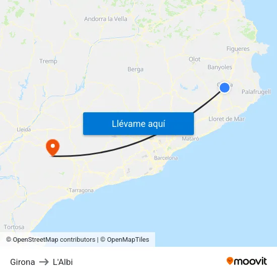 Girona to L'Albi map