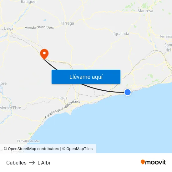 Cubelles to L'Albi map