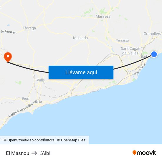 El Masnou to L'Albi map