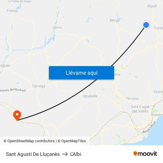 Sant Agustí De Lluçanès to L'Albi map