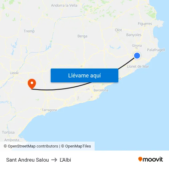 Sant Andreu Salou to L'Albi map