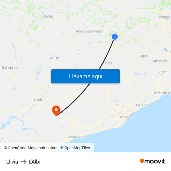 Llívia to L'Albi map