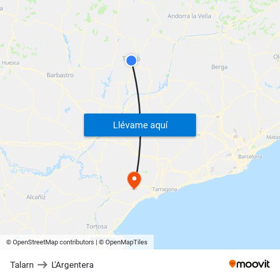 Talarn to L'Argentera map