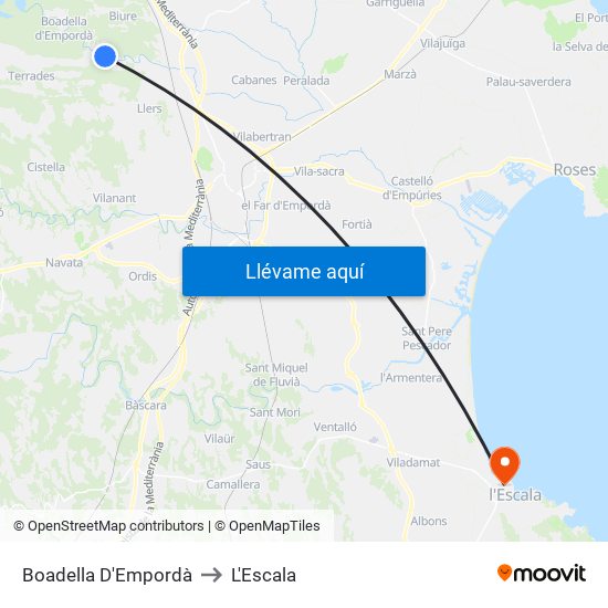 Boadella D'Empordà to L'Escala map