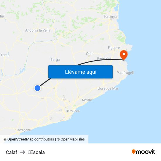 Calaf to L'Escala map