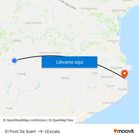 El Pont De Suert to L'Escala map