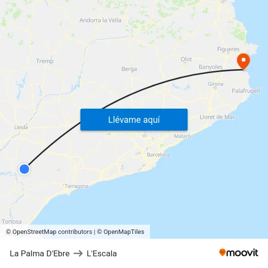 La Palma D'Ebre to L'Escala map