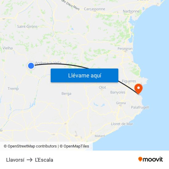 Llavorsí to L'Escala map