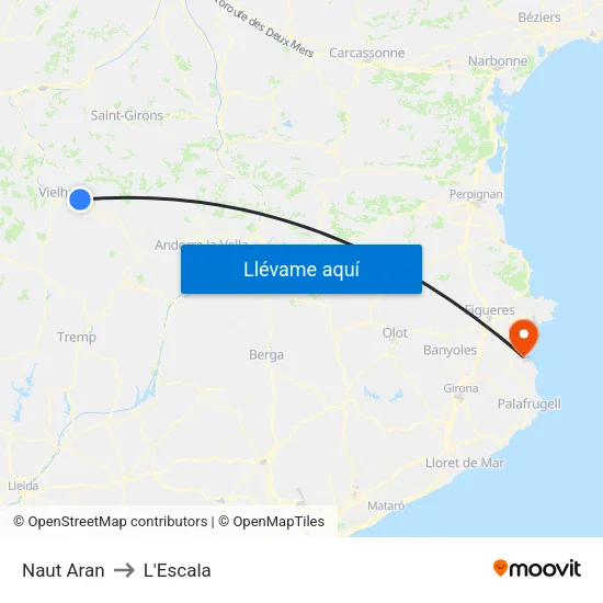 Naut Aran to L'Escala map