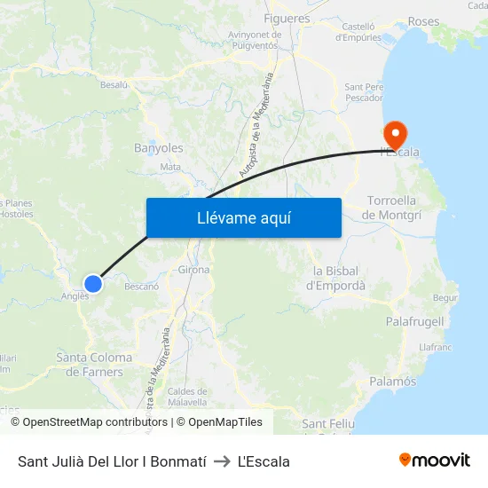 Sant Julià Del Llor I Bonmatí to L'Escala map