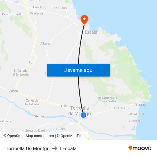 Torroella De Montgrí to L'Escala map