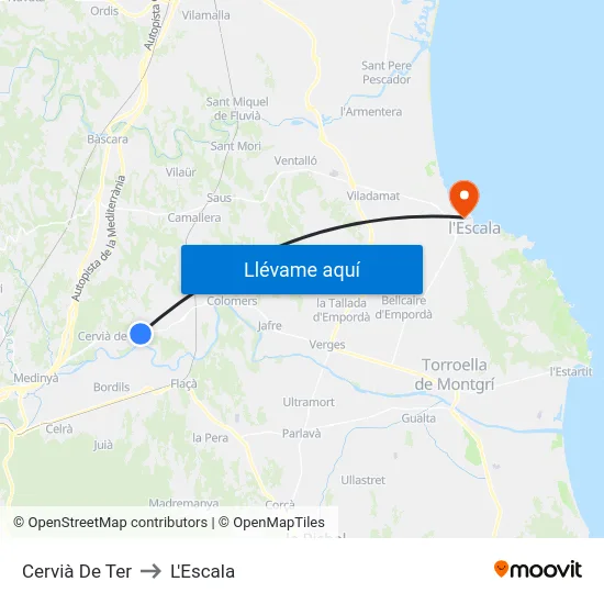 Cervià De Ter to L'Escala map
